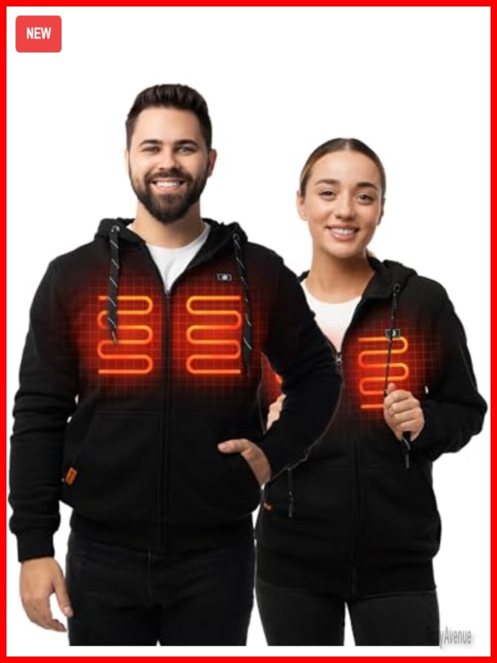 Heated Hoodie Zip Up with 5V 12000mAh Power Bank Carbon Fiber Warm Sweatshirt